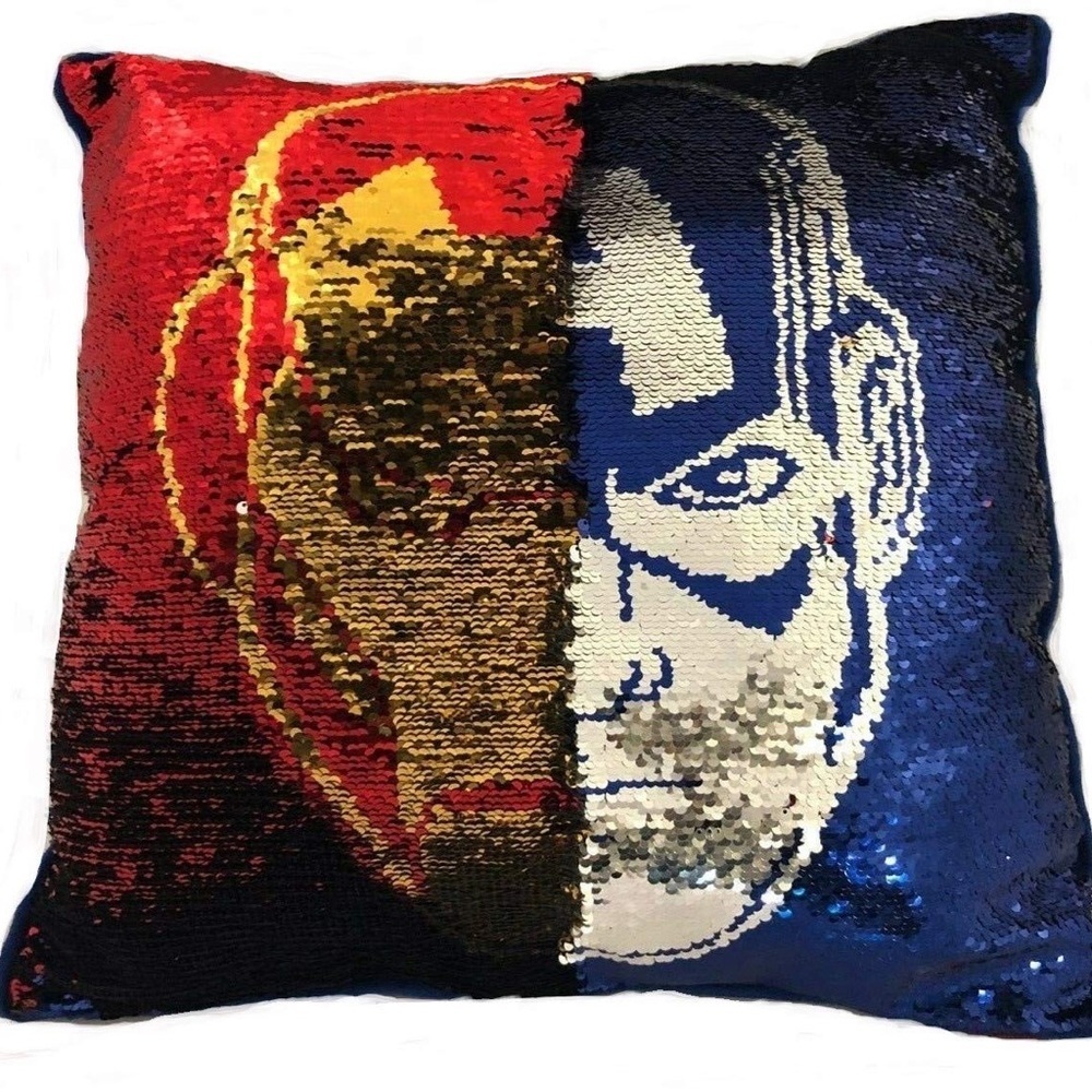 Marvel Avengers Reversible Sequin Pillow Iron Man Captain America